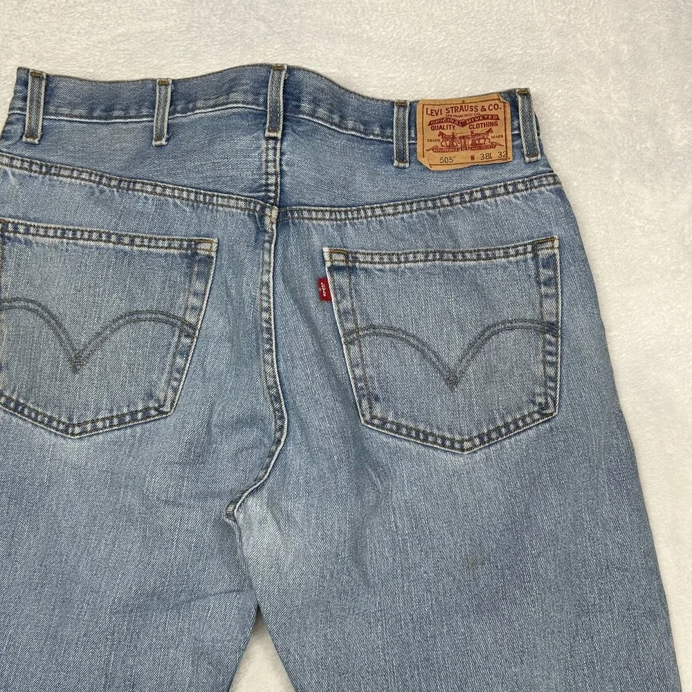 Levi's 505 Regular Fit‎ Jeans Mens Blue Denim Pockets Straight Zip Fly - 36X30